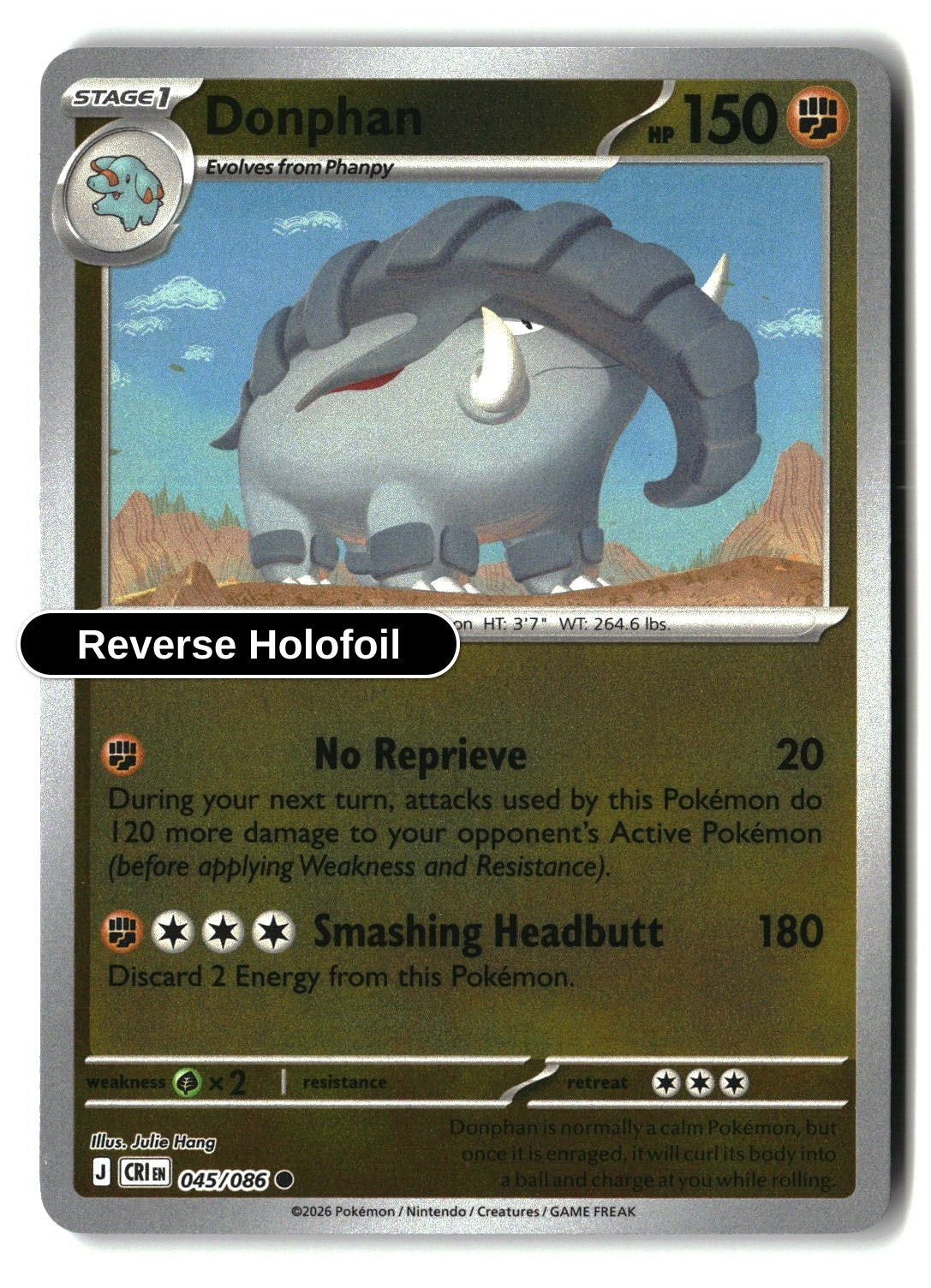 Donphan - 045/086 - [CRI - ME04: Chaos Rising] - Reverse Holofoil