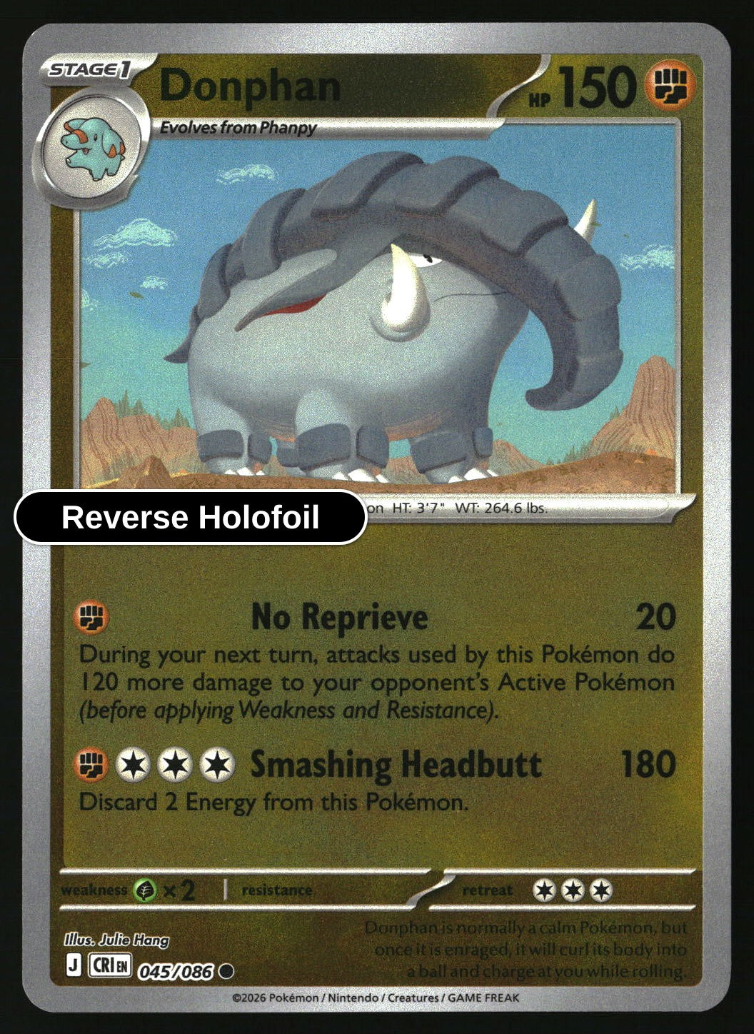Donphan - 045/086 - [CRI - ME04: Chaos Rising] - Reverse Holofoil