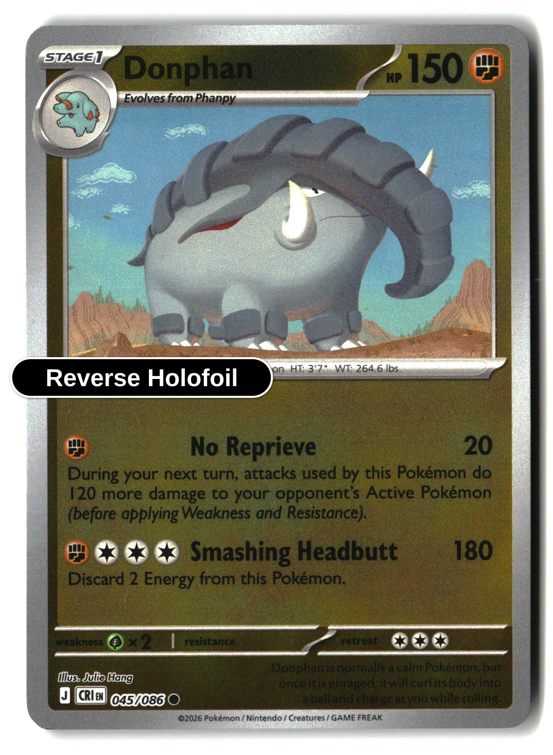 Donphan - 045/086 - [CRI - ME04: Chaos Rising] - Reverse Holofoil