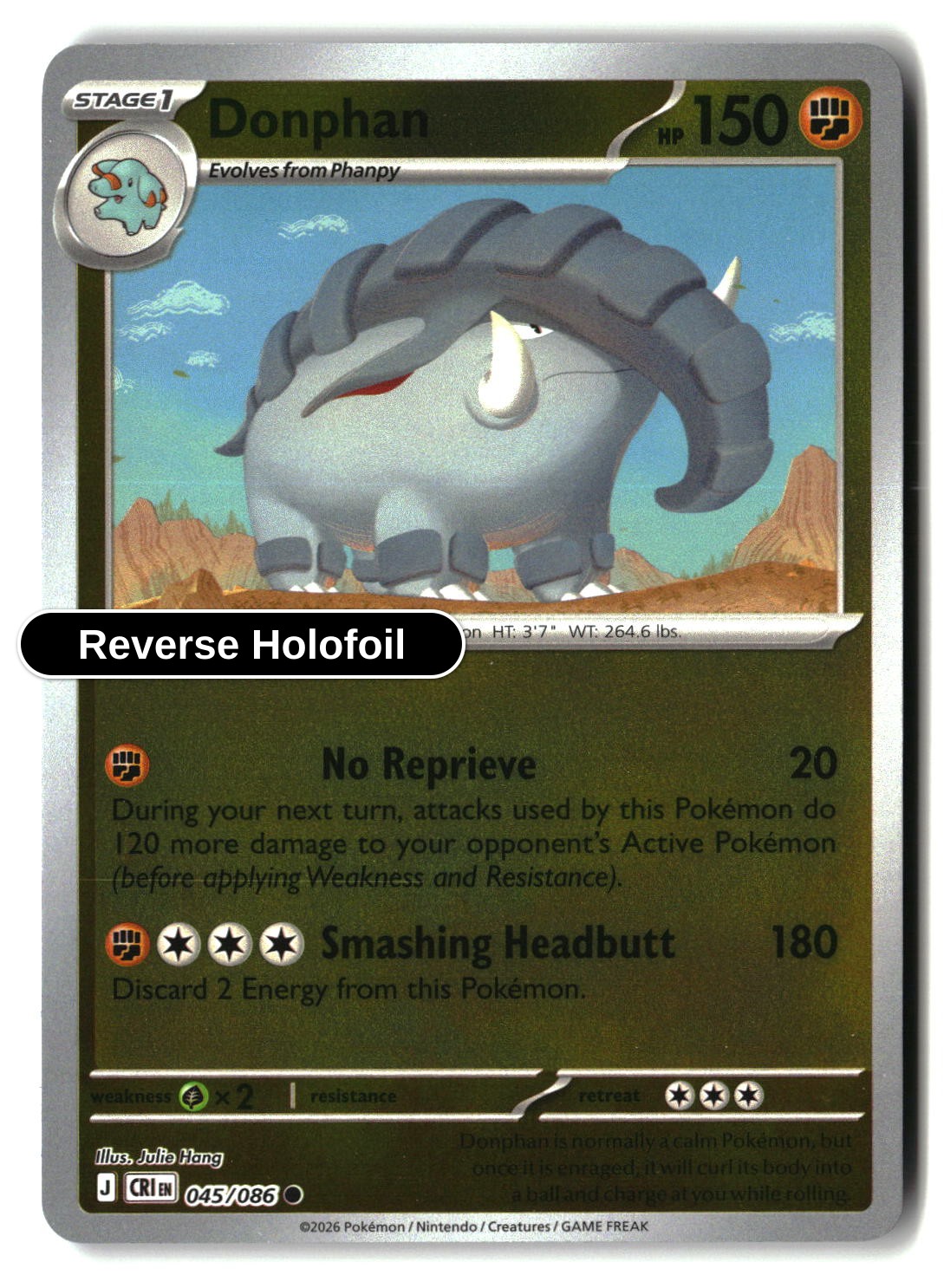 Donphan - 045/086 - [CRI - ME04: Chaos Rising] - Reverse Holofoil