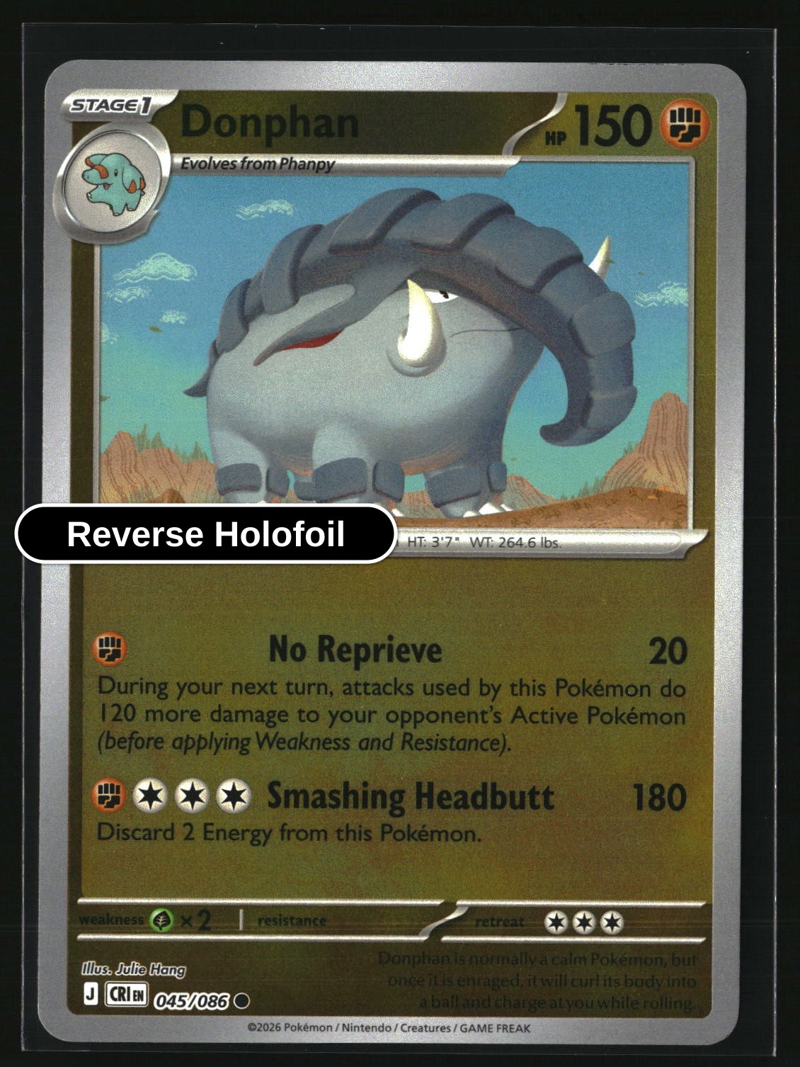Donphan - 045/086 - [CRI - ME04: Chaos Rising] - Reverse Holofoil