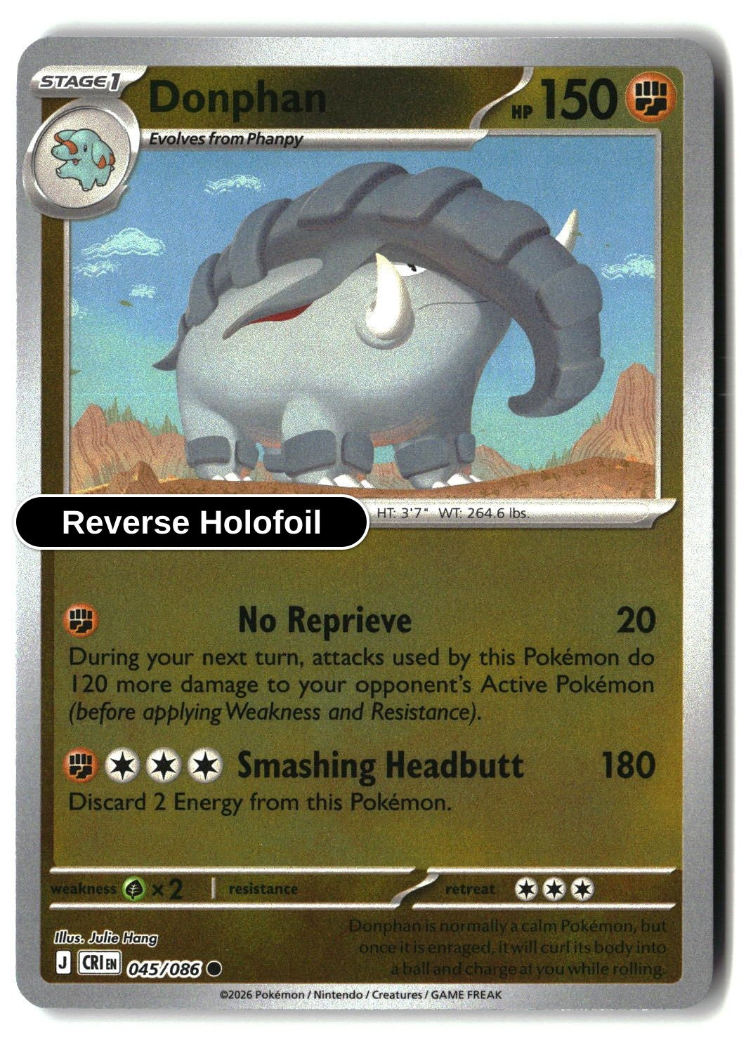 Donphan - 045/086 - [CRI - ME04: Chaos Rising] - Reverse Holofoil