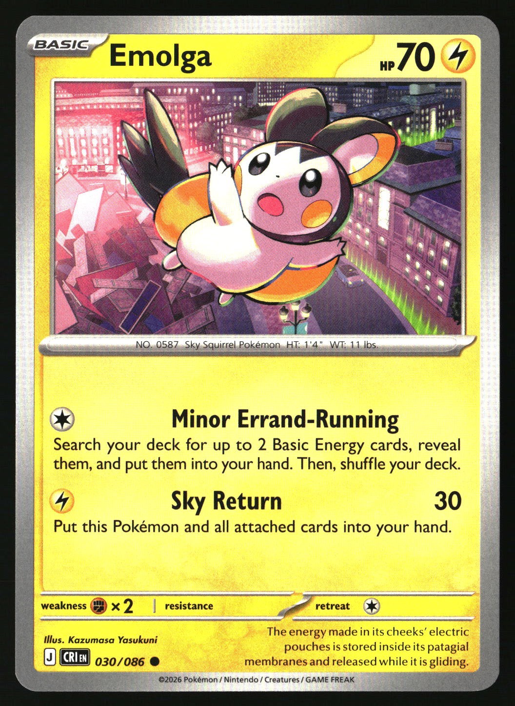 Emolga - 030/086 - [CRI - ME04: Chaos Rising]
