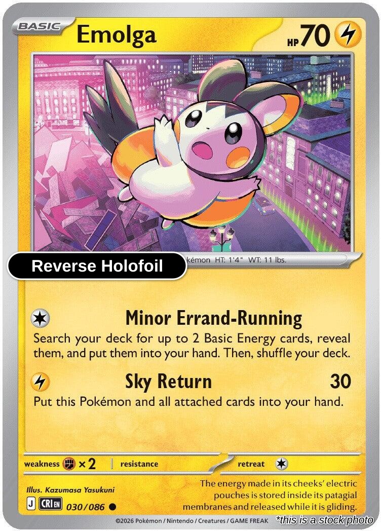 Emolga - 030/086 - [CRI - ME04: Chaos Rising] - Reverse Holofoil