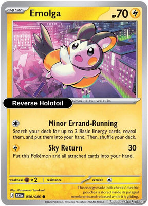 Emolga - 030/086 - [CRI - ME04: Chaos Rising] - Reverse Holofoil