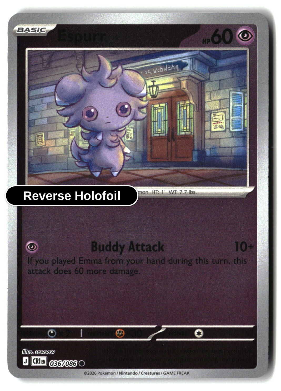 Espurr - 036/086 - [CRI - ME04: Chaos Rising] - Reverse Holofoil
