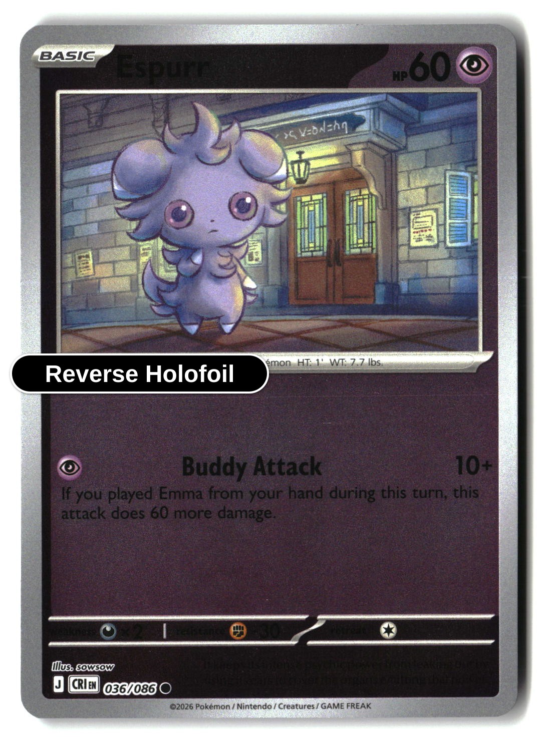 Espurr - 036/086 - [CRI - ME04: Chaos Rising] - Reverse Holofoil