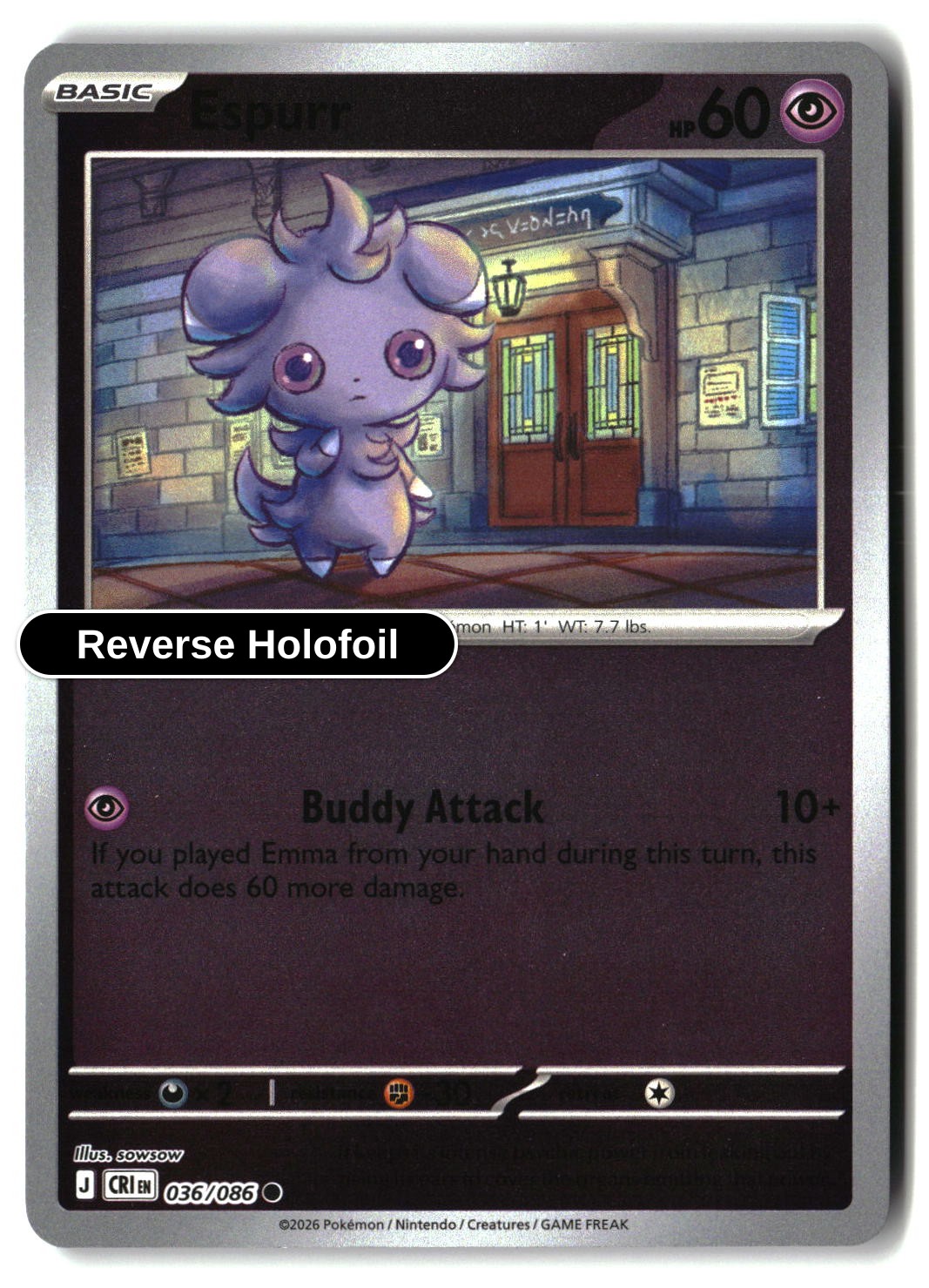 Espurr - 036/086 - [CRI - ME04: Chaos Rising] - Reverse Holofoil