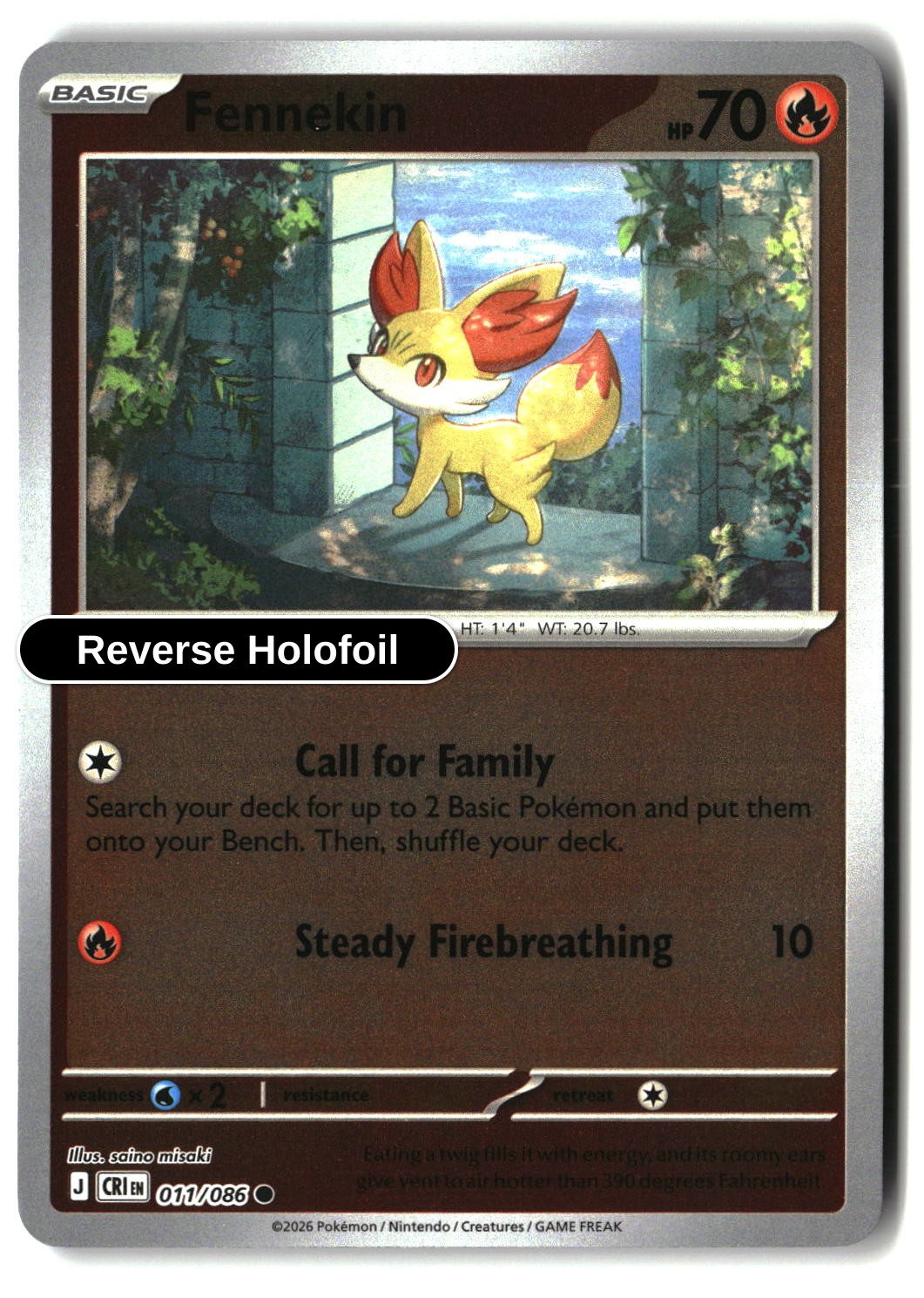 Fennekin - 011/086 - [CRI - ME04: Chaos Rising] - Reverse Holofoil