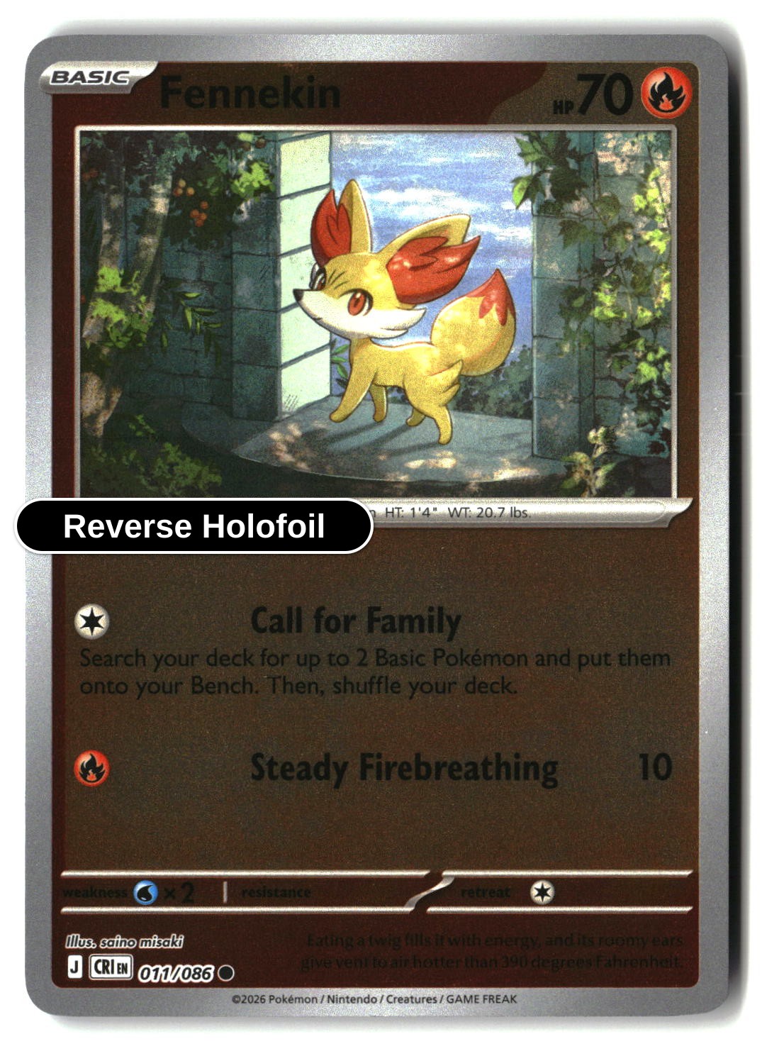 Fennekin - 011/086 - [CRI - ME04: Chaos Rising] - Reverse Holofoil