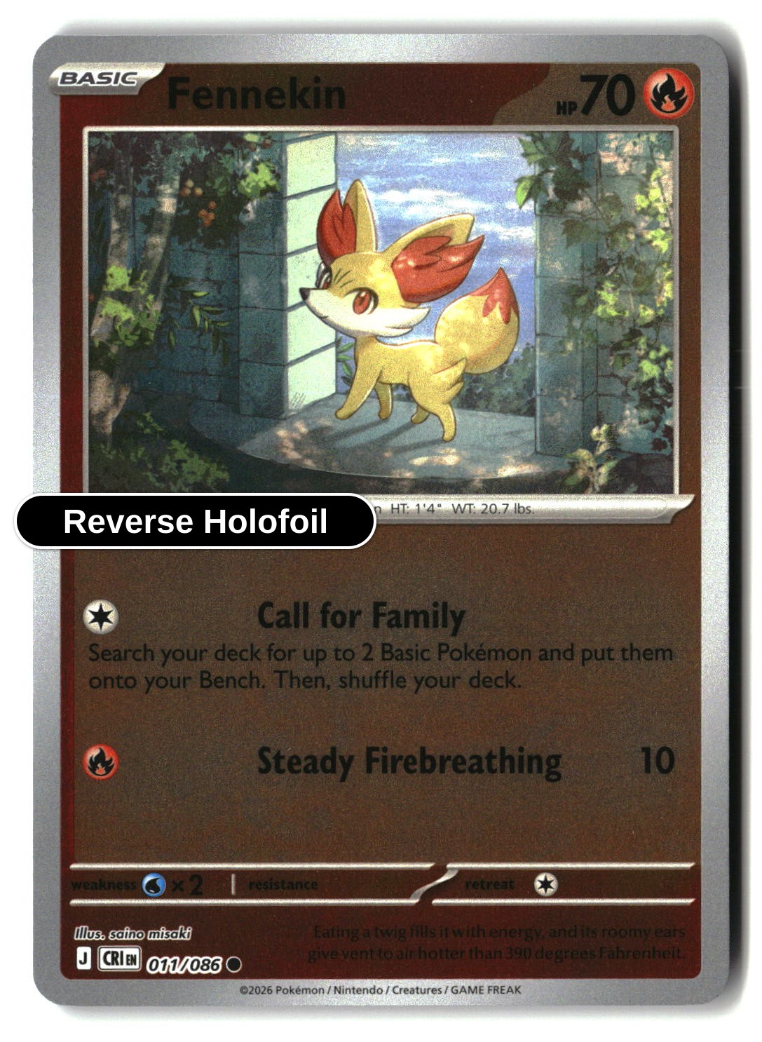 Fennekin - 011/086 - [CRI - ME04: Chaos Rising] - Reverse Holofoil
