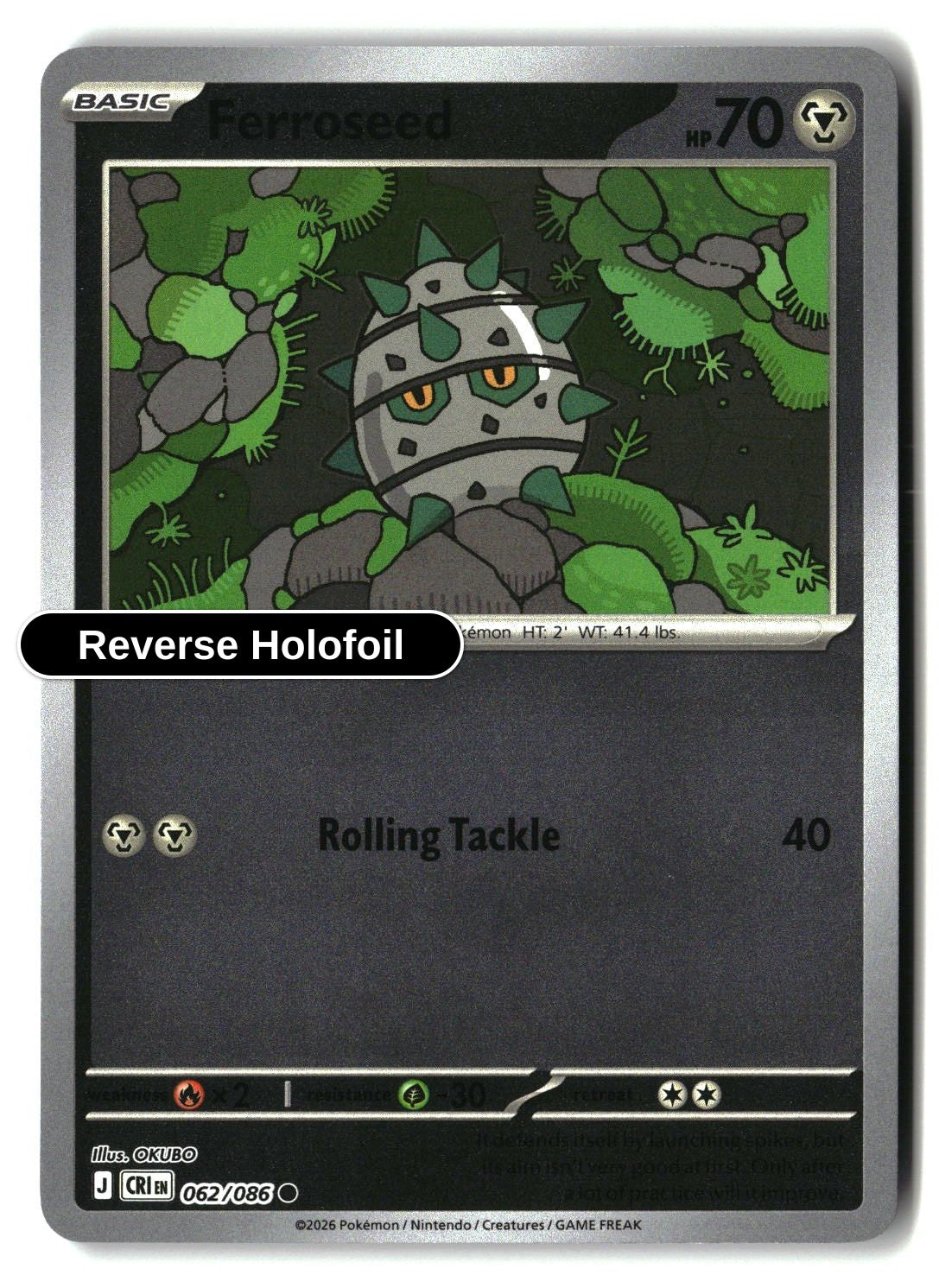Ferroseed - 062/086 - [CRI - ME04: Chaos Rising] - Reverse Holofoil