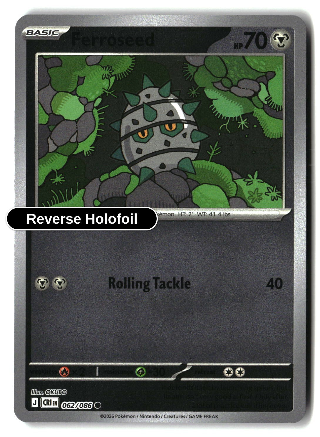 Ferroseed - 062/086 - [CRI - ME04: Chaos Rising] - Reverse Holofoil