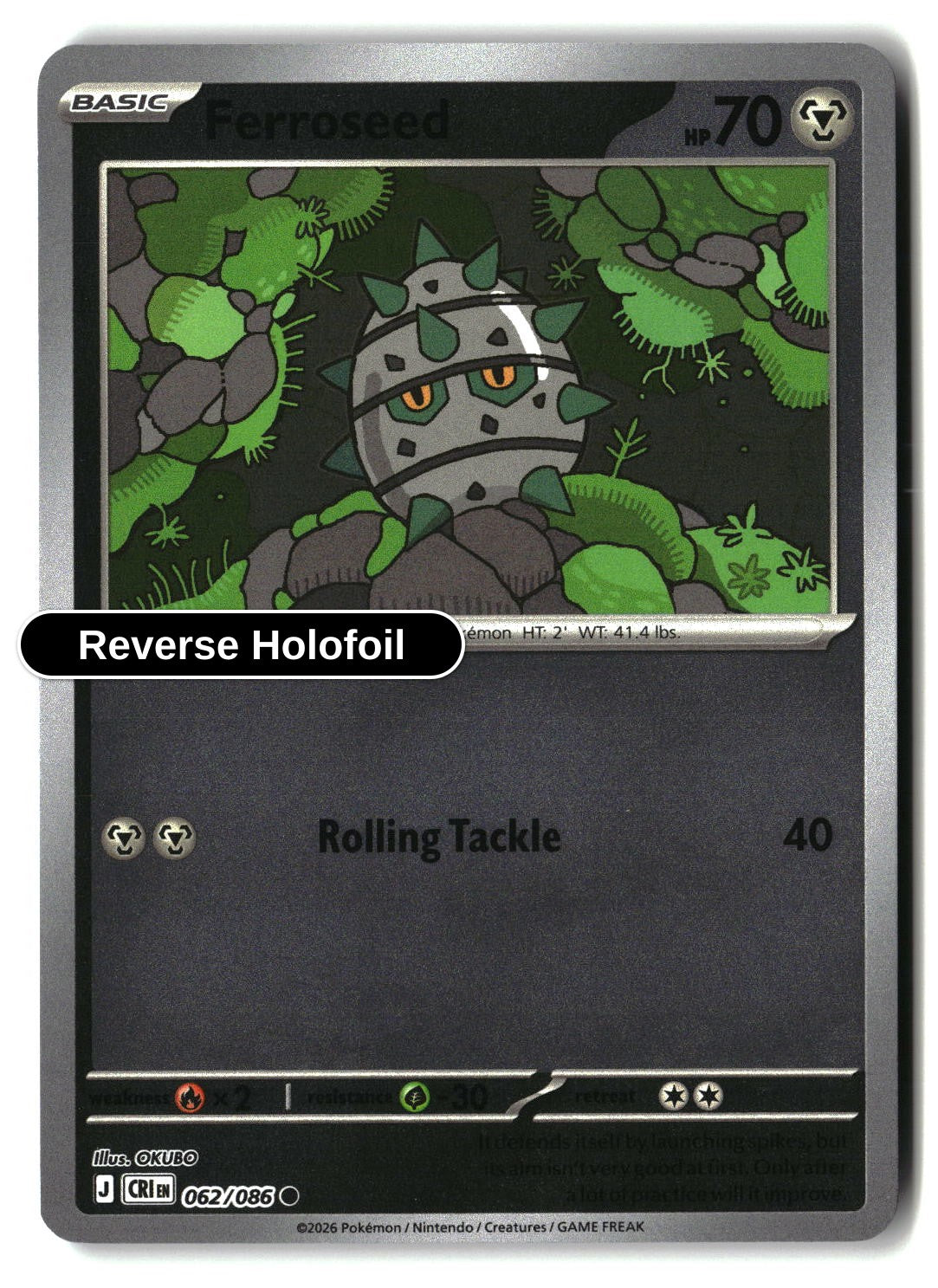Ferroseed - 062/086 - [CRI - ME04: Chaos Rising] - Reverse Holofoil