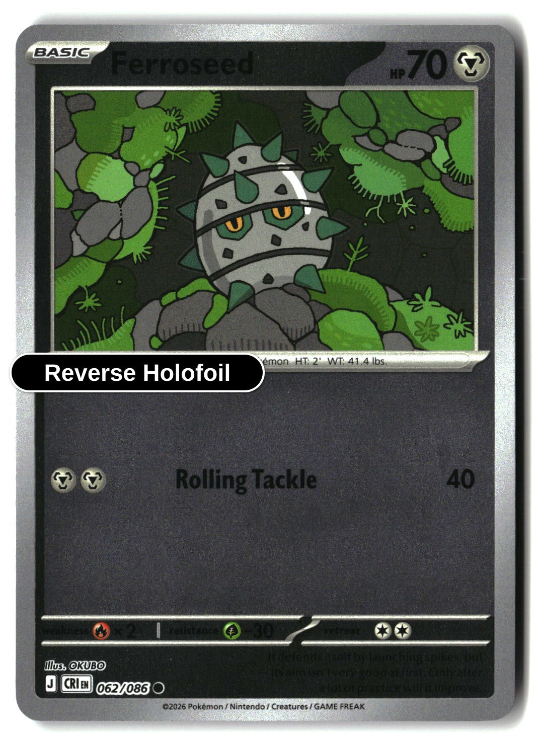 Ferroseed - 062/086 - [CRI - ME04: Chaos Rising] - Reverse Holofoil