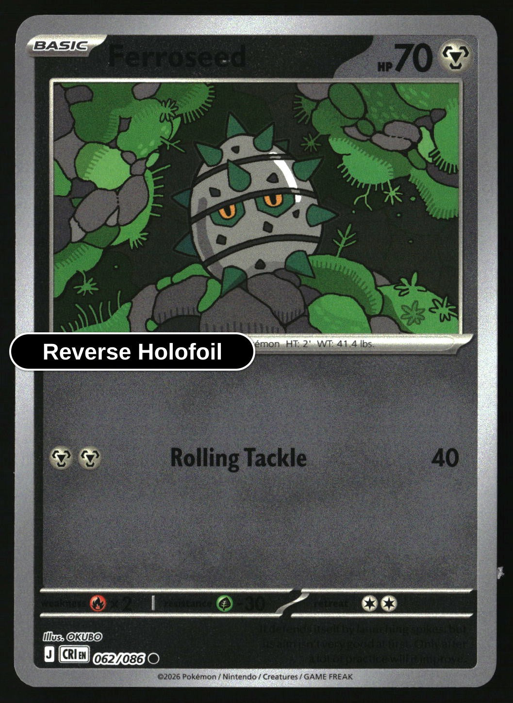 Ferroseed - 062/086 - [CRI - ME04: Chaos Rising] - Reverse Holofoil