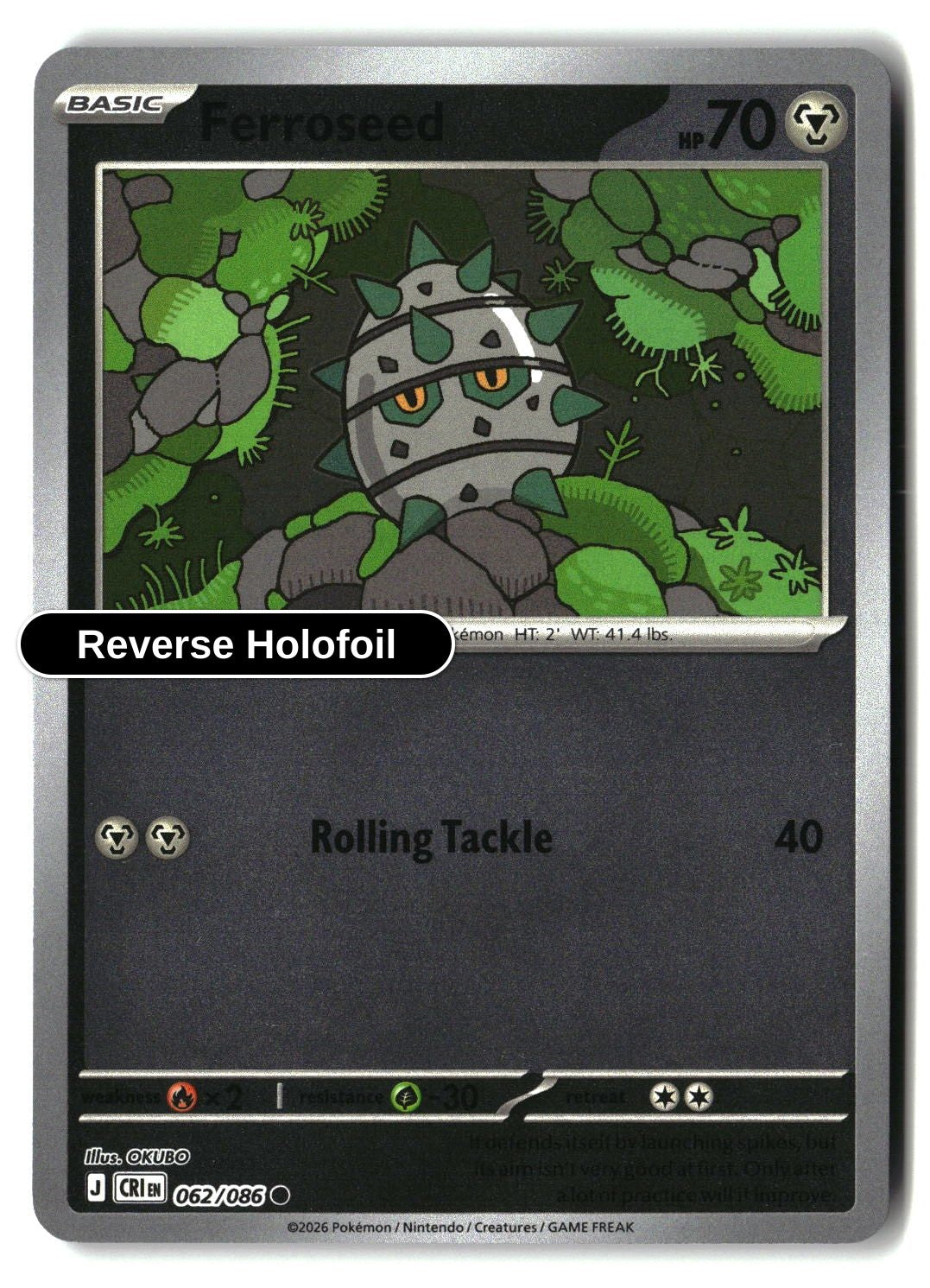 Ferroseed - 062/086 - [CRI - ME04: Chaos Rising] - Reverse Holofoil