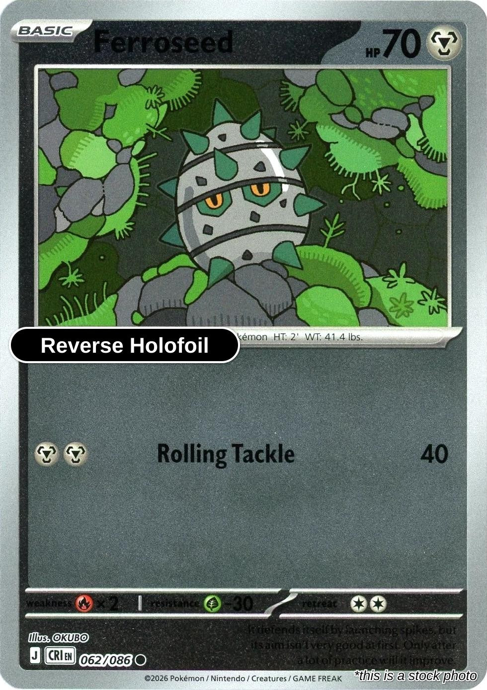 Ferroseed - 062/086 - [CRI - ME04: Chaos Rising] - Reverse Holofoil