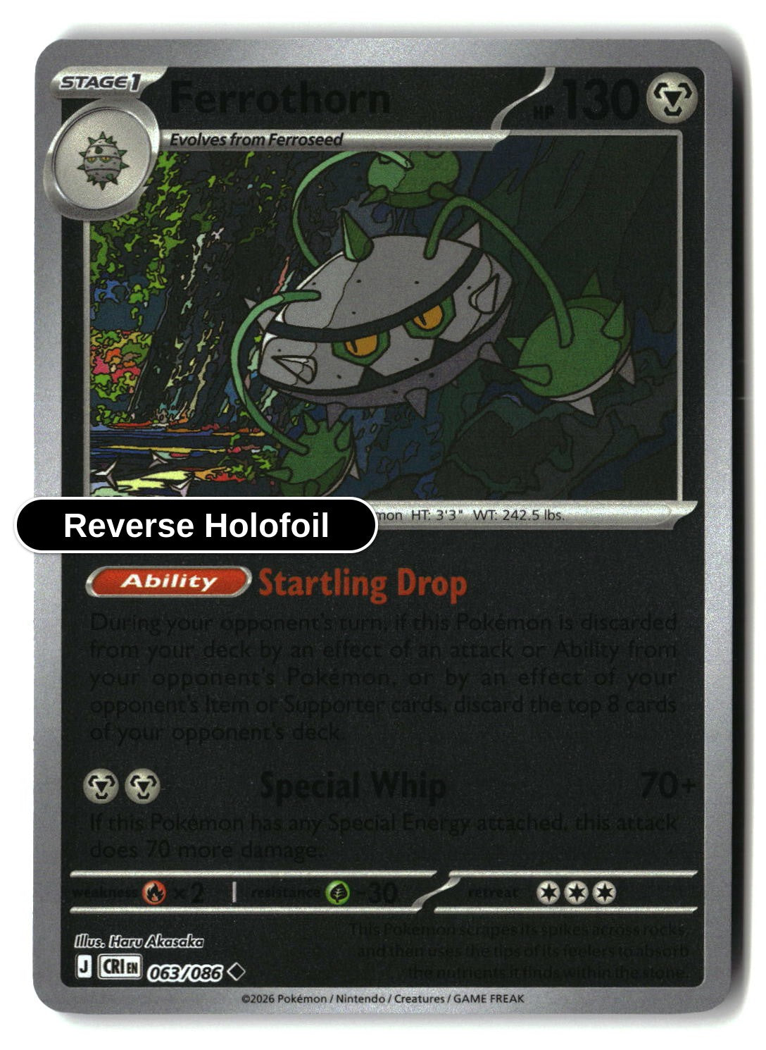 Ferrothorn - 063/086 - [CRI - ME04: Chaos Rising] - Reverse Holofoil
