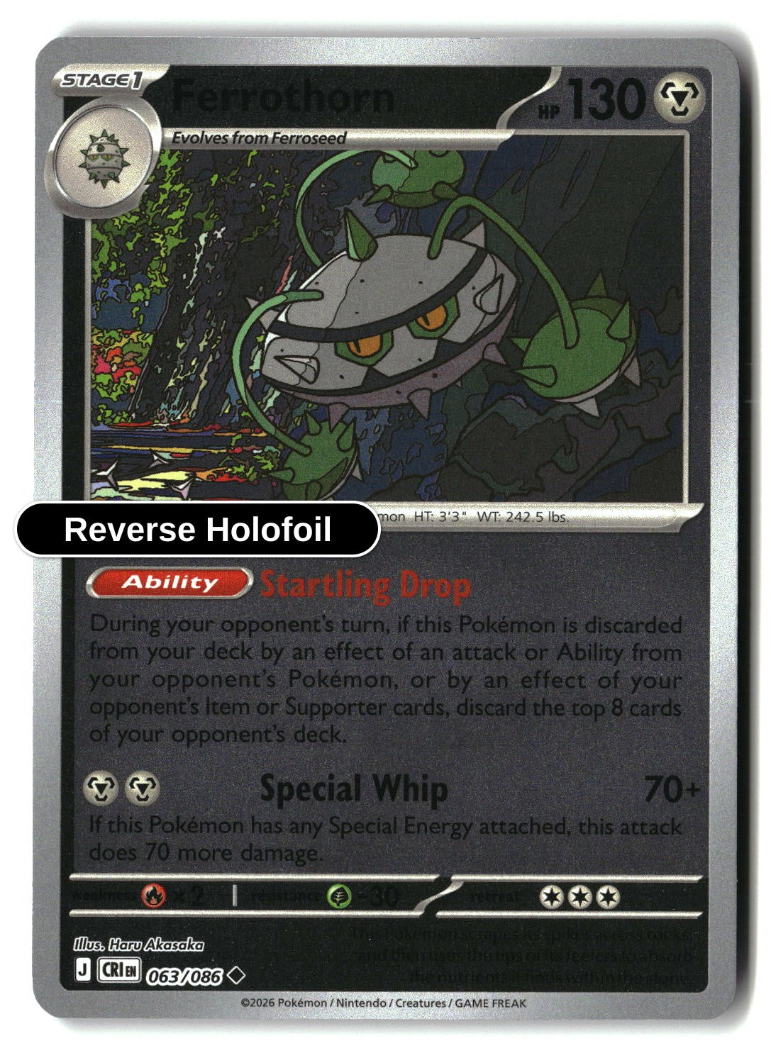 Ferrothorn - 063/086 - [CRI - ME04: Chaos Rising] - Reverse Holofoil