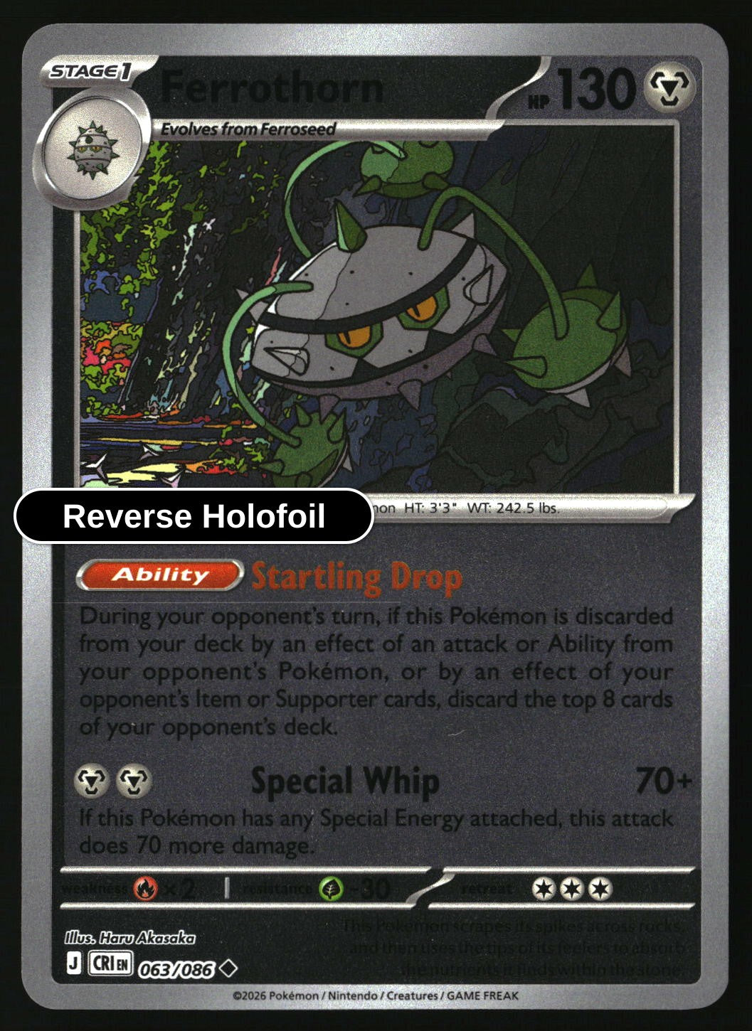 Ferrothorn - 063/086 - [CRI - ME04: Chaos Rising] - Reverse Holofoil