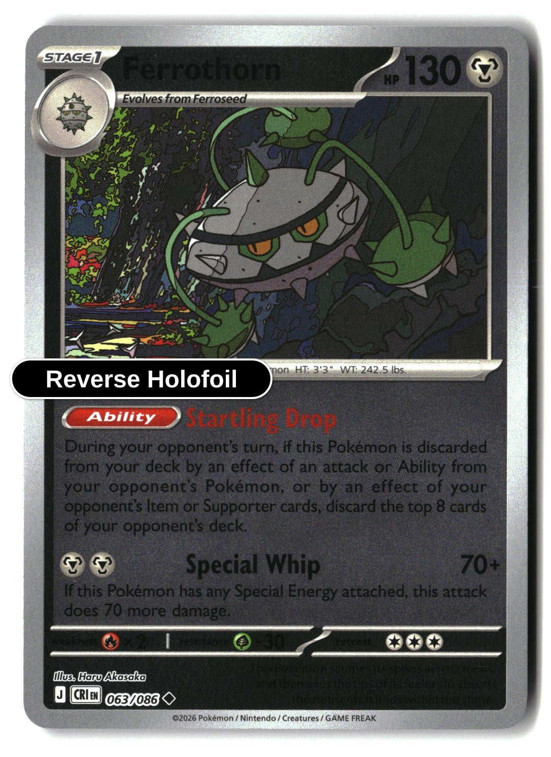 Ferrothorn - 063/086 - [CRI - ME04: Chaos Rising] - Reverse Holofoil