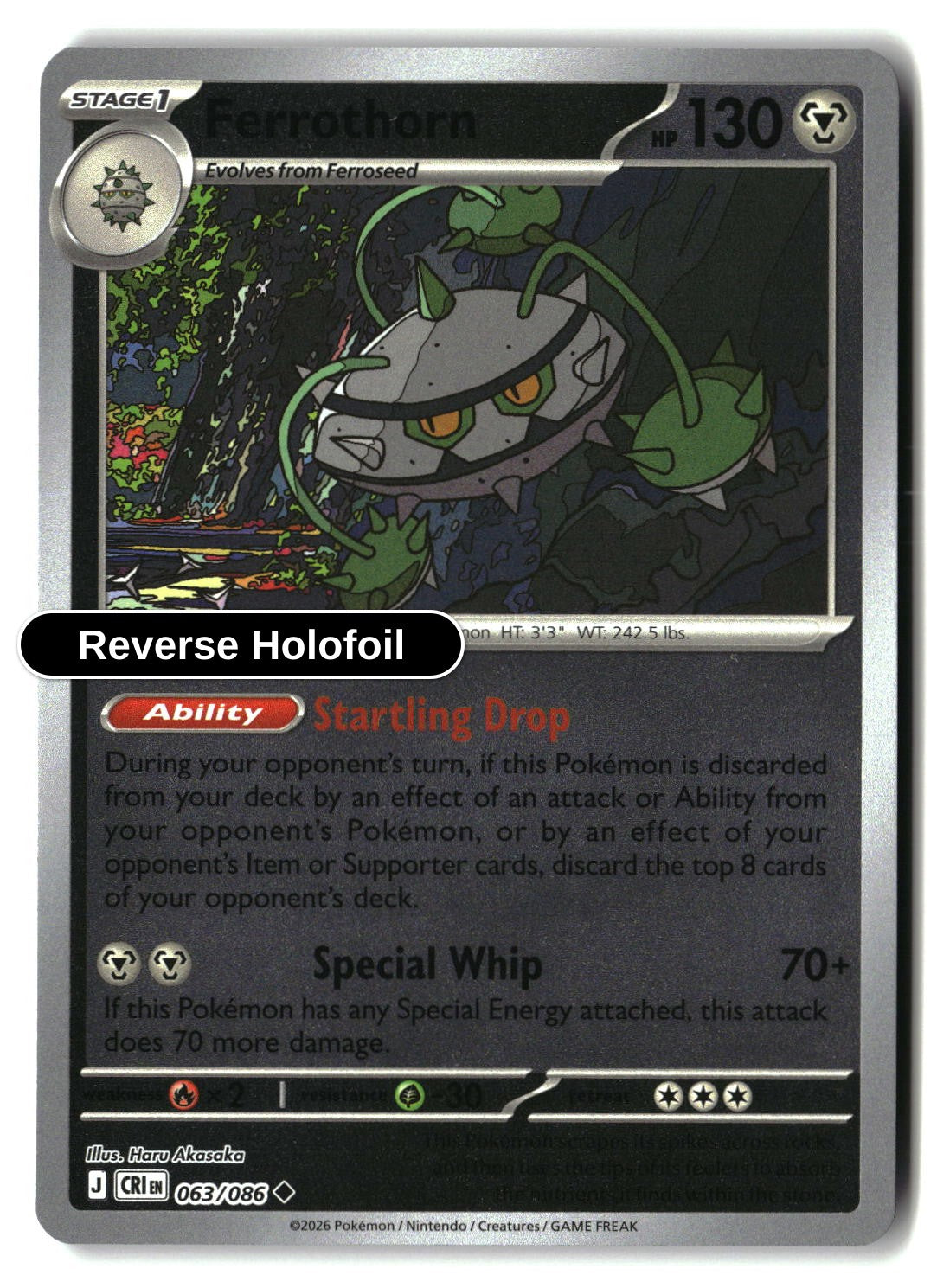 Ferrothorn - 063/086 - [CRI - ME04: Chaos Rising] - Reverse Holofoil