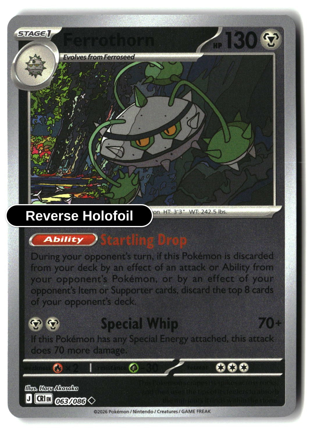 Ferrothorn - 063/086 - [CRI - ME04: Chaos Rising] - Reverse Holofoil
