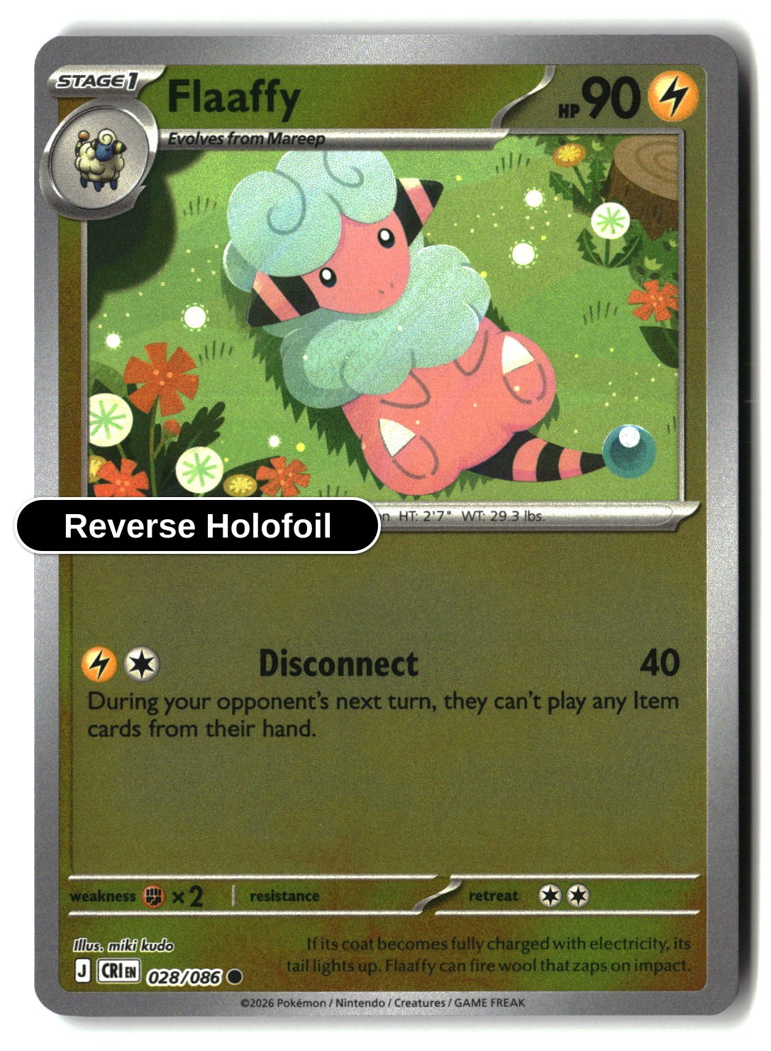 Flaaffy - 028/086 - [CRI - ME04: Chaos Rising] - Reverse Holofoil