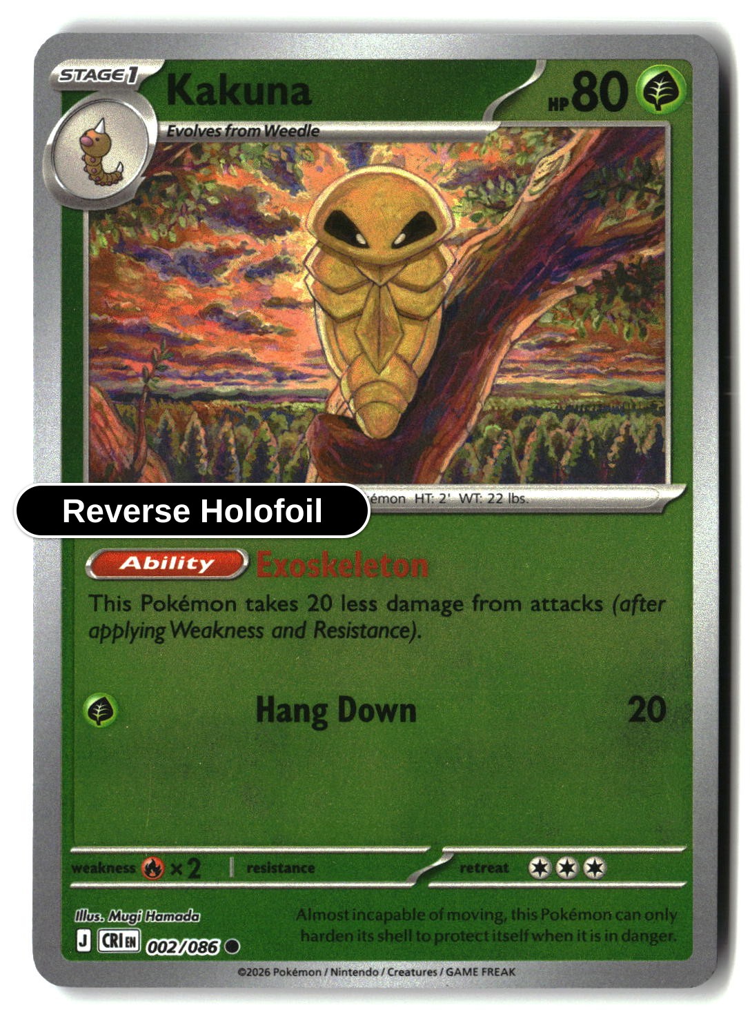 Kakuna - 002/086 - [CRI - ME04: Chaos Rising] - Reverse Holofoil