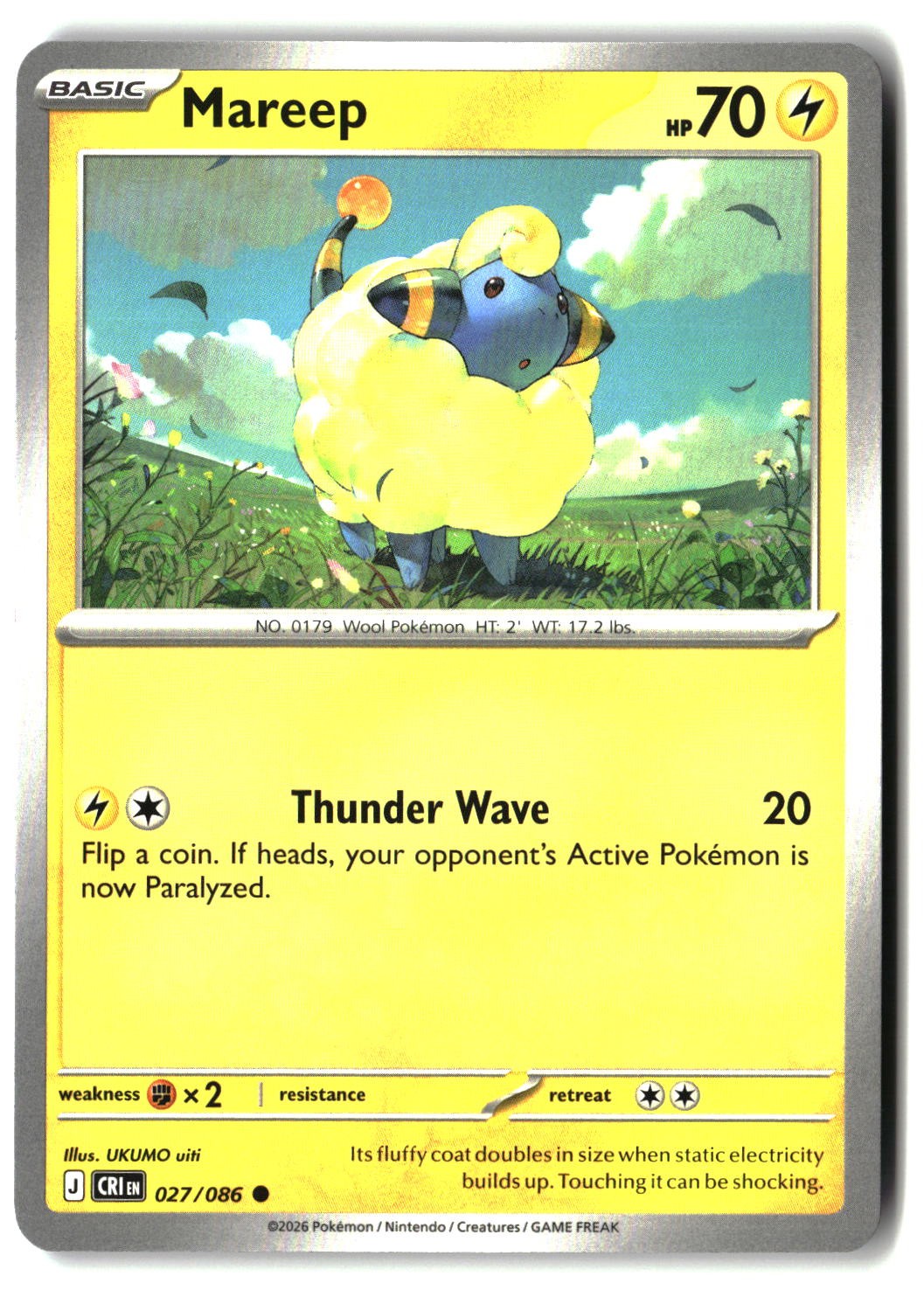 Mareep - 027/086 - [CRI - ME04: Chaos Rising]
