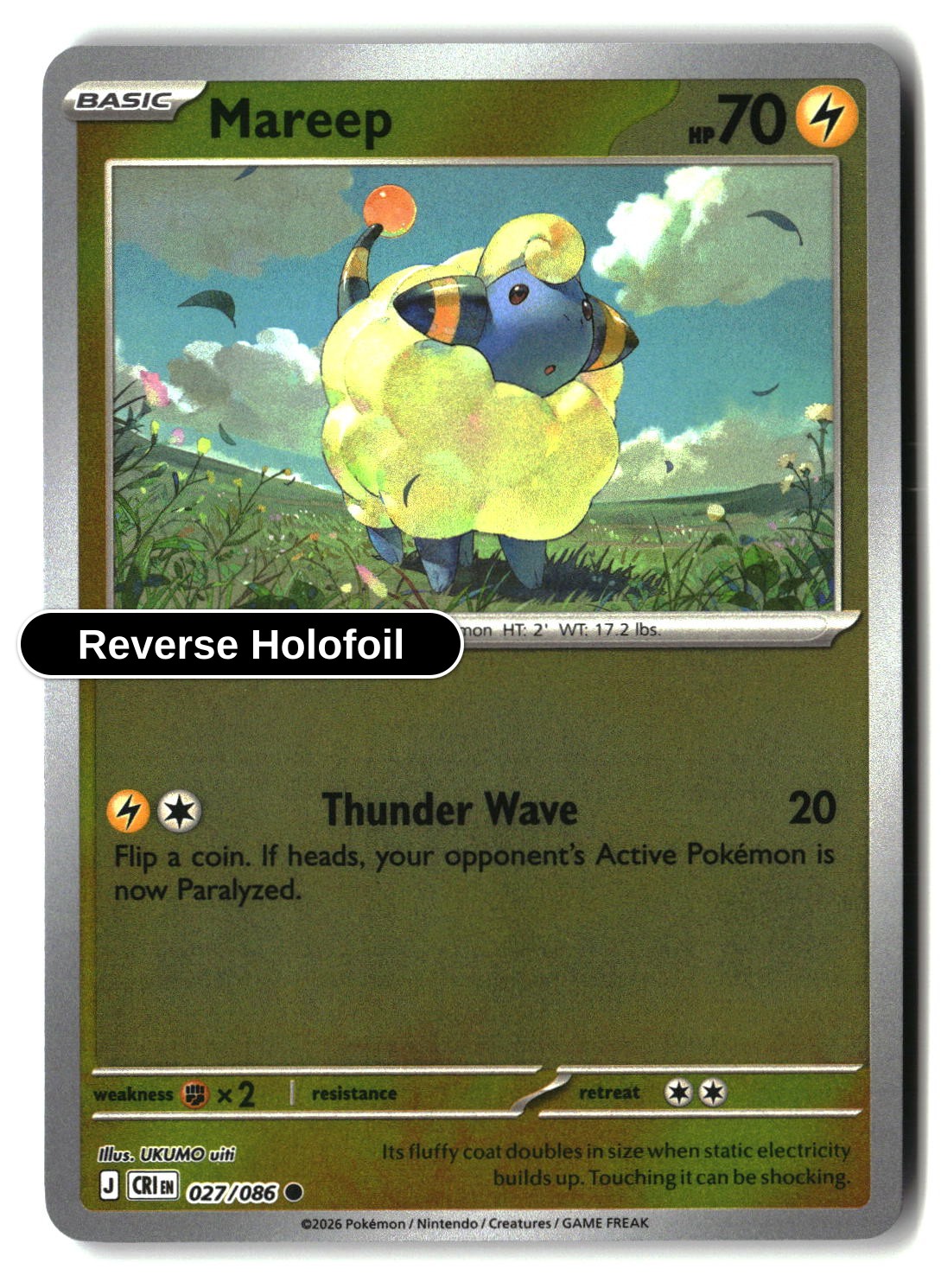 Mareep - 027/086 - [CRI - ME04: Chaos Rising] - Reverse Holofoil