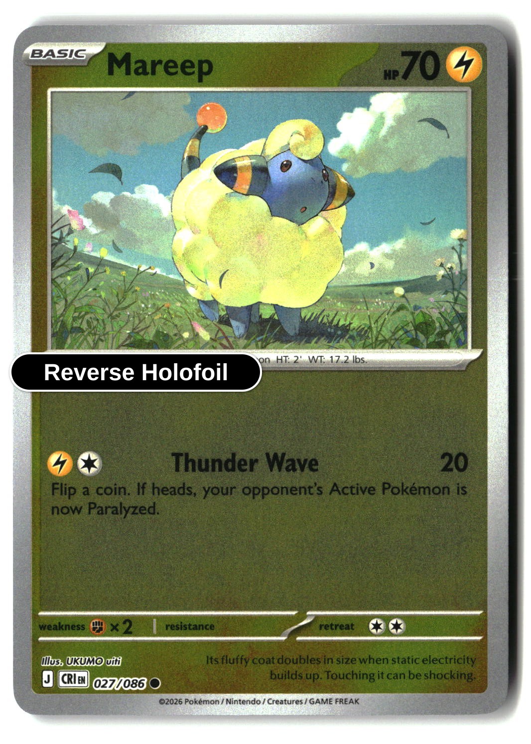 Mareep - 027/086 - [CRI - ME04: Chaos Rising] - Reverse Holofoil