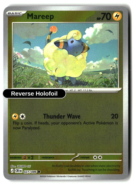 Mareep - 027/086 - [CRI - ME04: Chaos Rising] - Reverse Holofoil