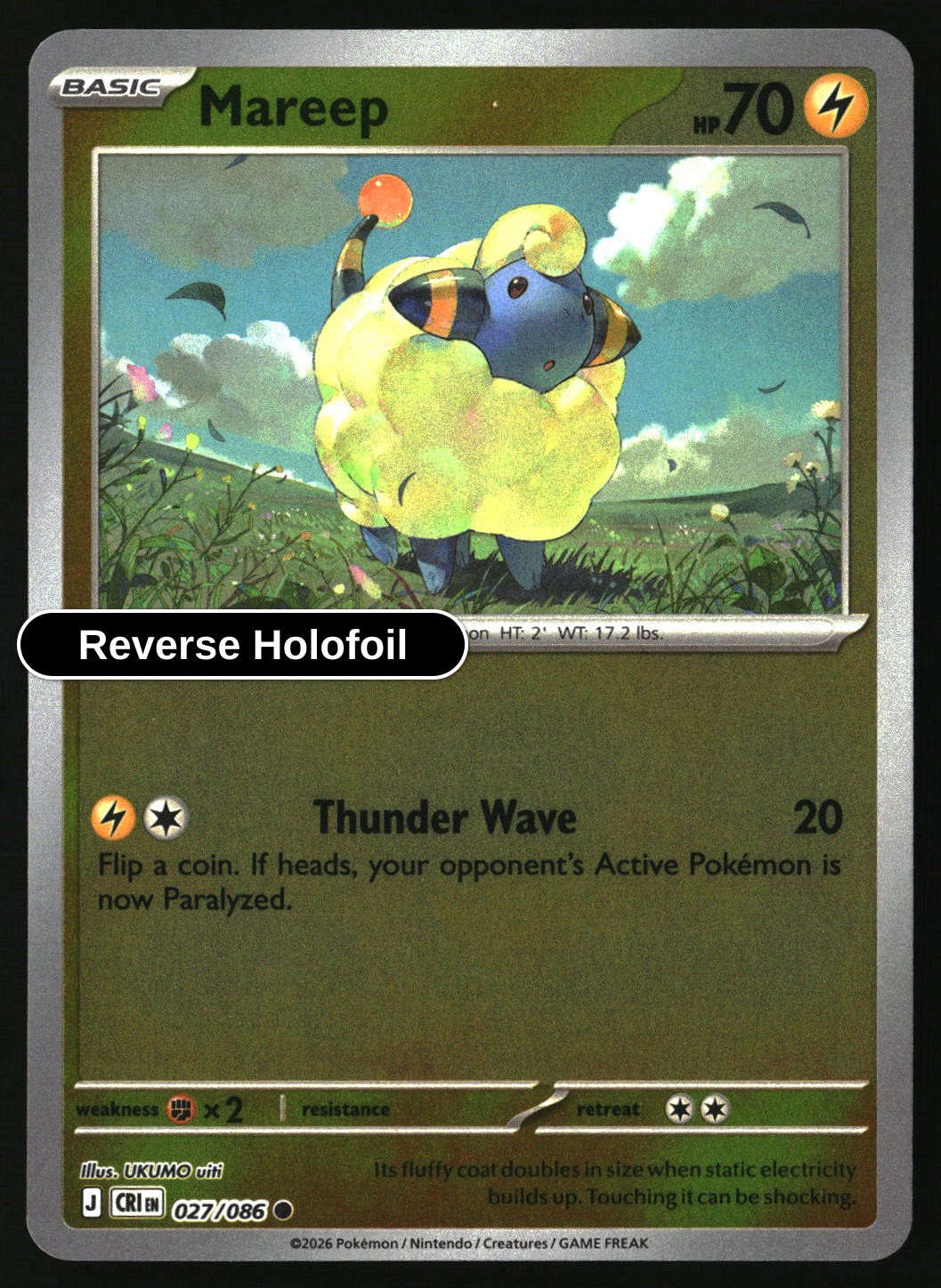Mareep - 027/086 - [CRI - ME04: Chaos Rising] - Reverse Holofoil