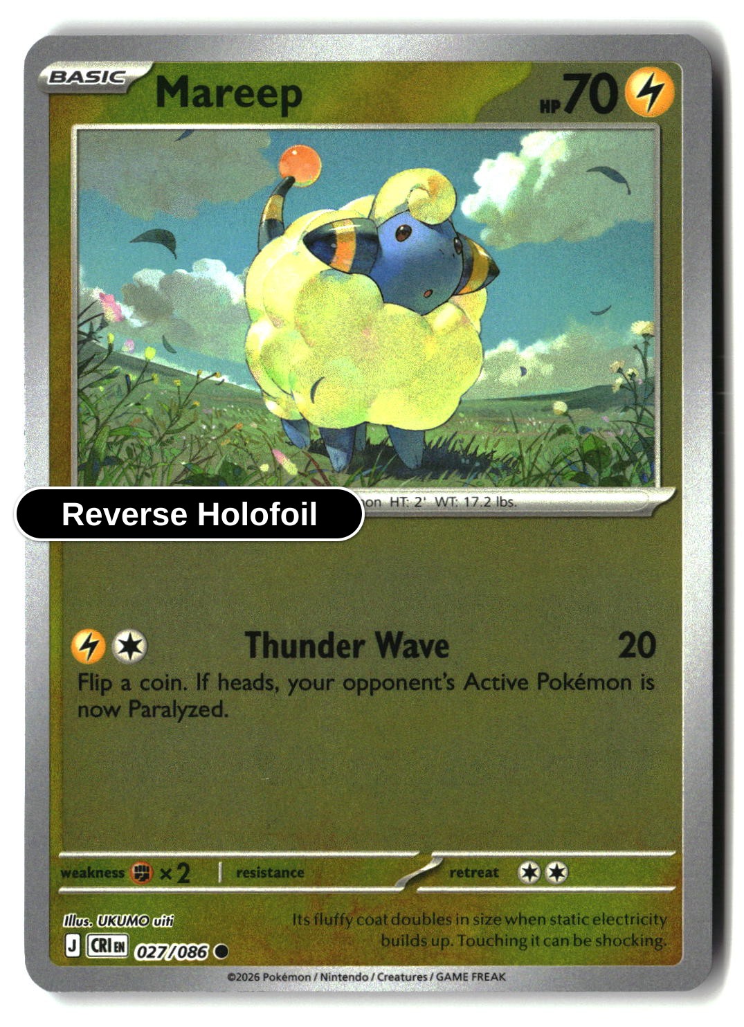 Mareep - 027/086 - [CRI - ME04: Chaos Rising] - Reverse Holofoil