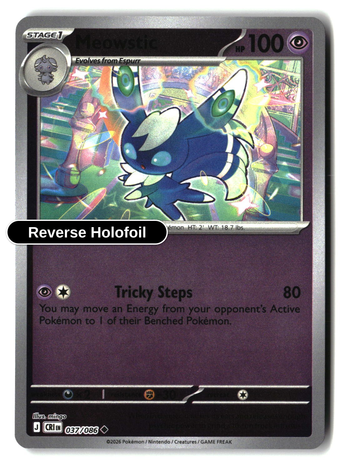 Meowstic - 037/086 - [CRI - ME04: Chaos Rising] - Reverse Holofoil