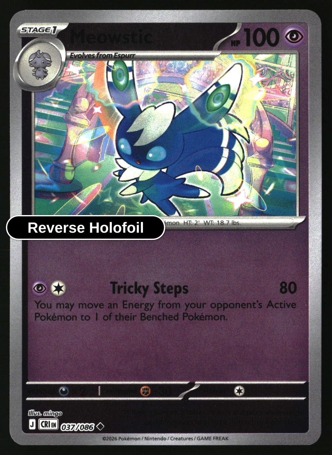 Meowstic - 037/086 - [CRI - ME04: Chaos Rising] - Reverse Holofoil