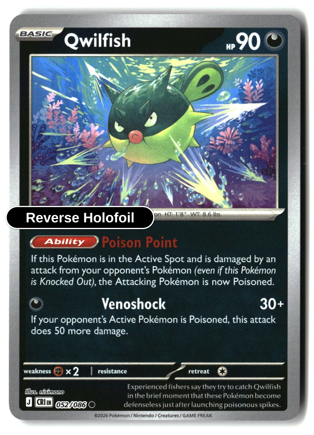 Qwilfish - 052/086 - [CRI - ME04: Chaos Rising] - Reverse Holofoil