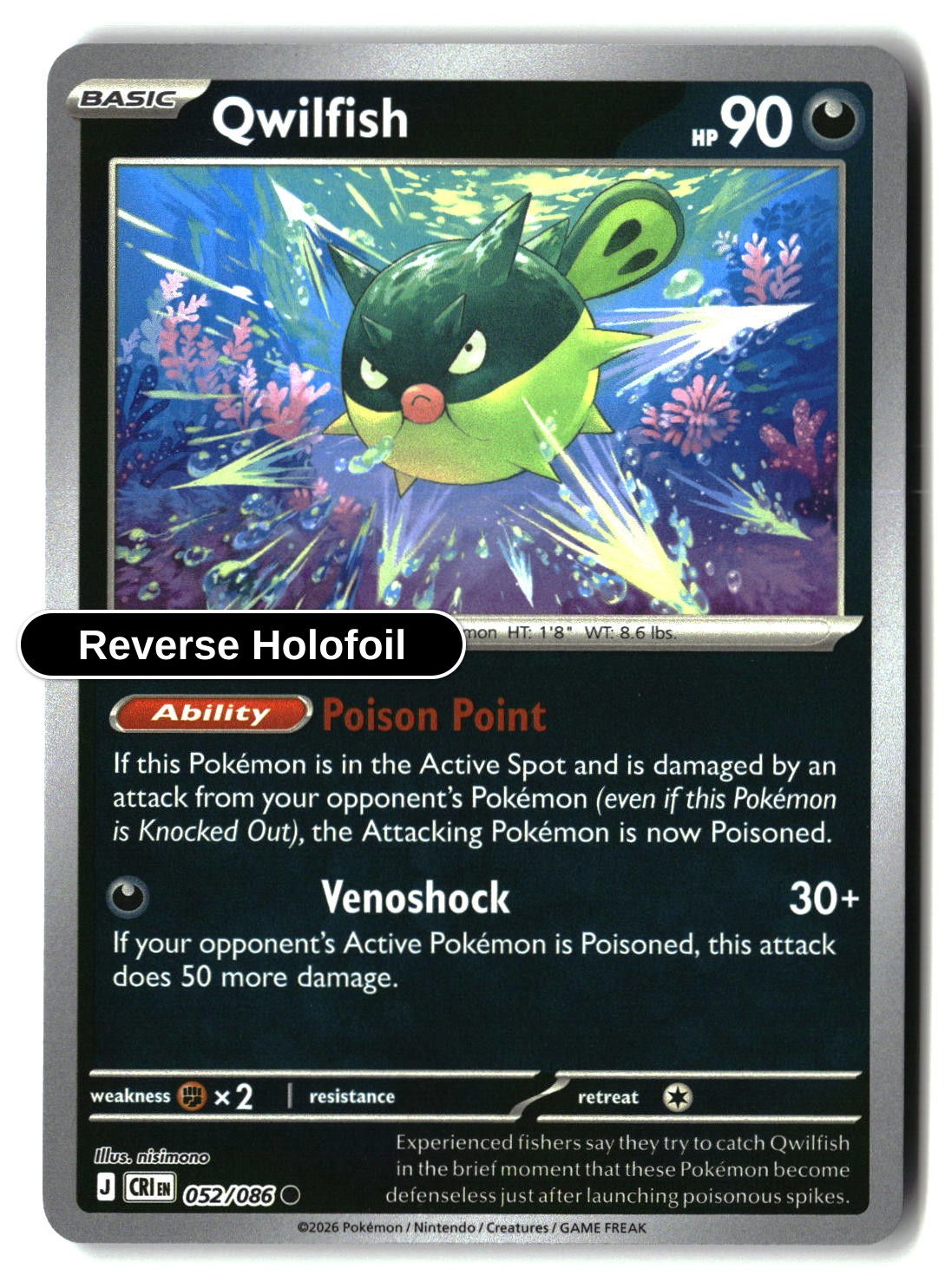 Qwilfish - 052/086 - [CRI - ME04: Chaos Rising] - Reverse Holofoil