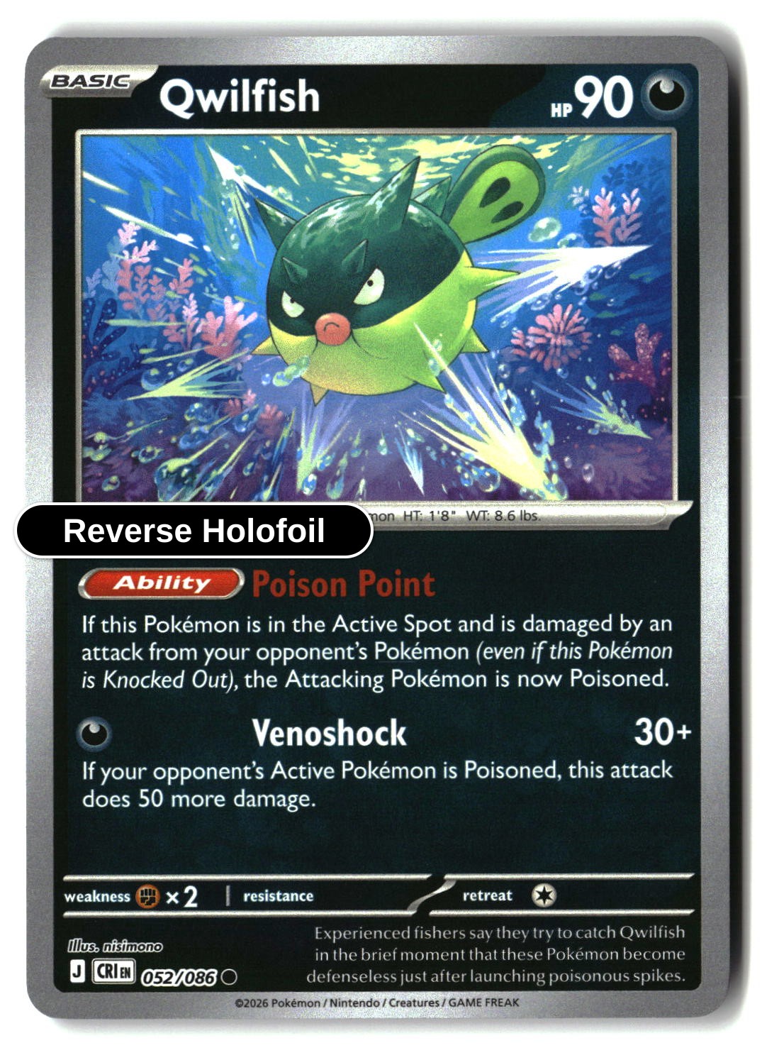 Qwilfish - 052/086 - [CRI - ME04: Chaos Rising] - Reverse Holofoil