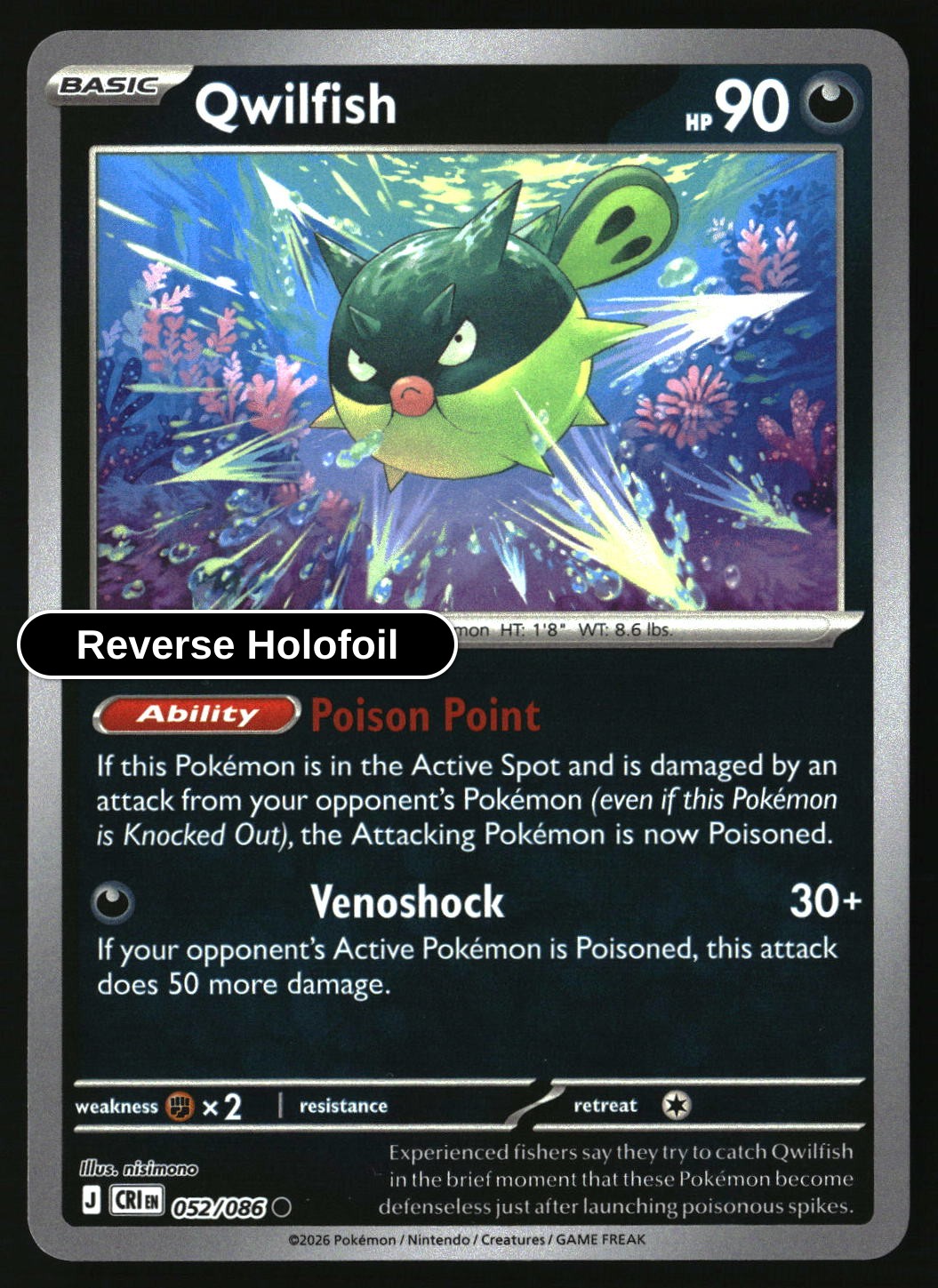 Qwilfish - 052/086 - [CRI - ME04: Chaos Rising] - Reverse Holofoil