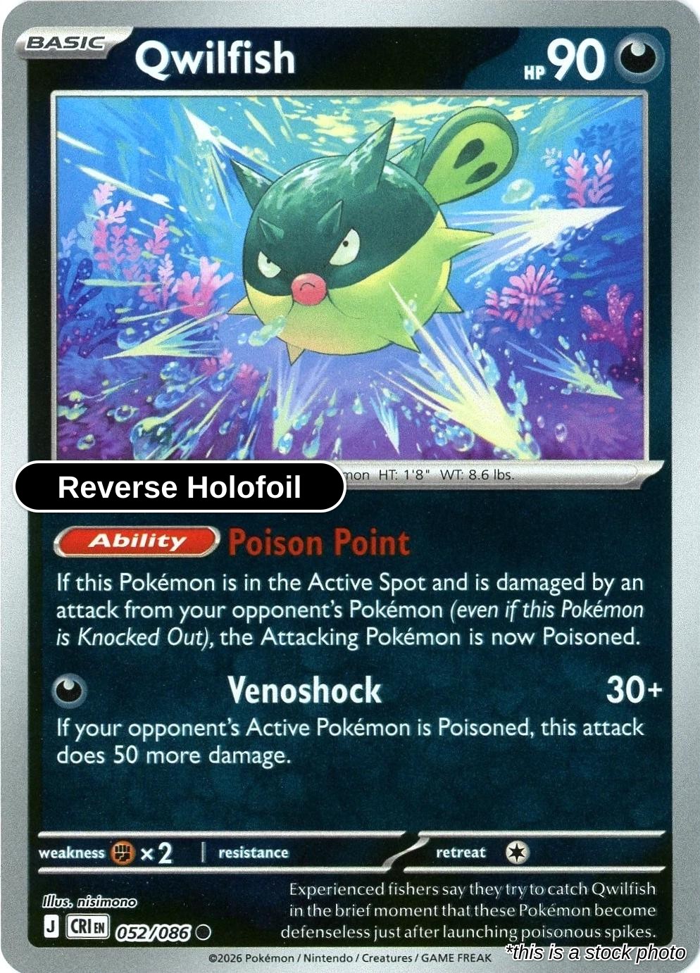 Qwilfish - 052/086 - [CRI - ME04: Chaos Rising] - Reverse Holofoil