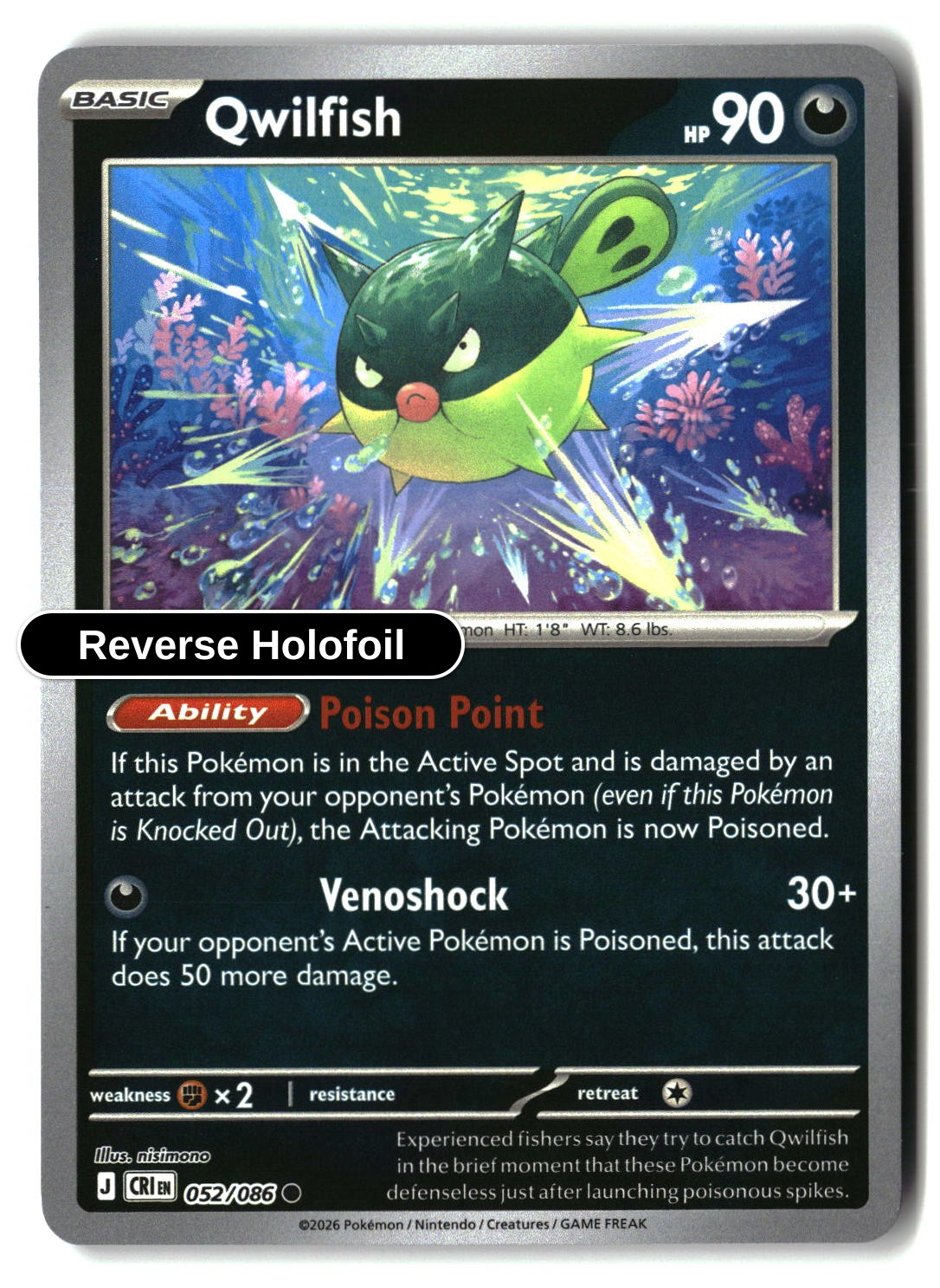 Qwilfish - 052/086 - [CRI - ME04: Chaos Rising] - Reverse Holofoil