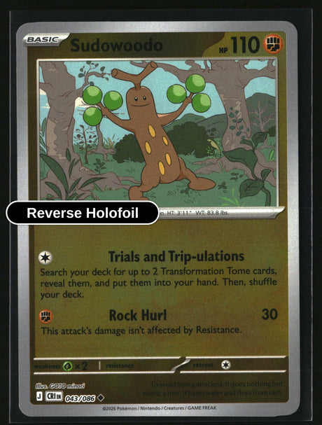 Sudowoodo - 043/086 - [CRI - ME04: Chaos Rising] - Reverse Holofoil