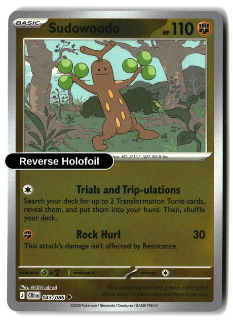 Sudowoodo - 043/086 - [CRI - ME04: Chaos Rising] - Reverse Holofoil
