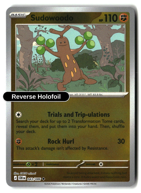 Sudowoodo - 043/086 - [CRI - ME04: Chaos Rising] - Reverse Holofoil