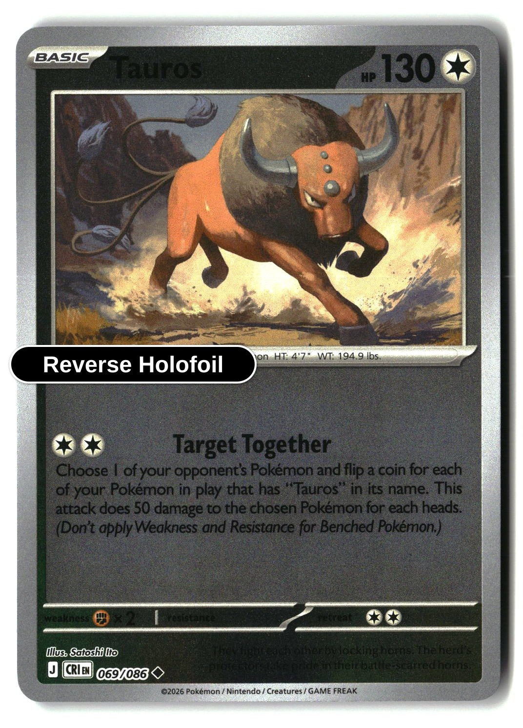 Tauros - 069/086 - [CRI - ME04: Chaos Rising] - Reverse Holofoil