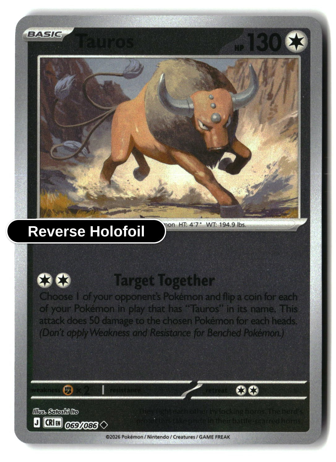 Tauros - 069/086 - [CRI - ME04: Chaos Rising] - Reverse Holofoil