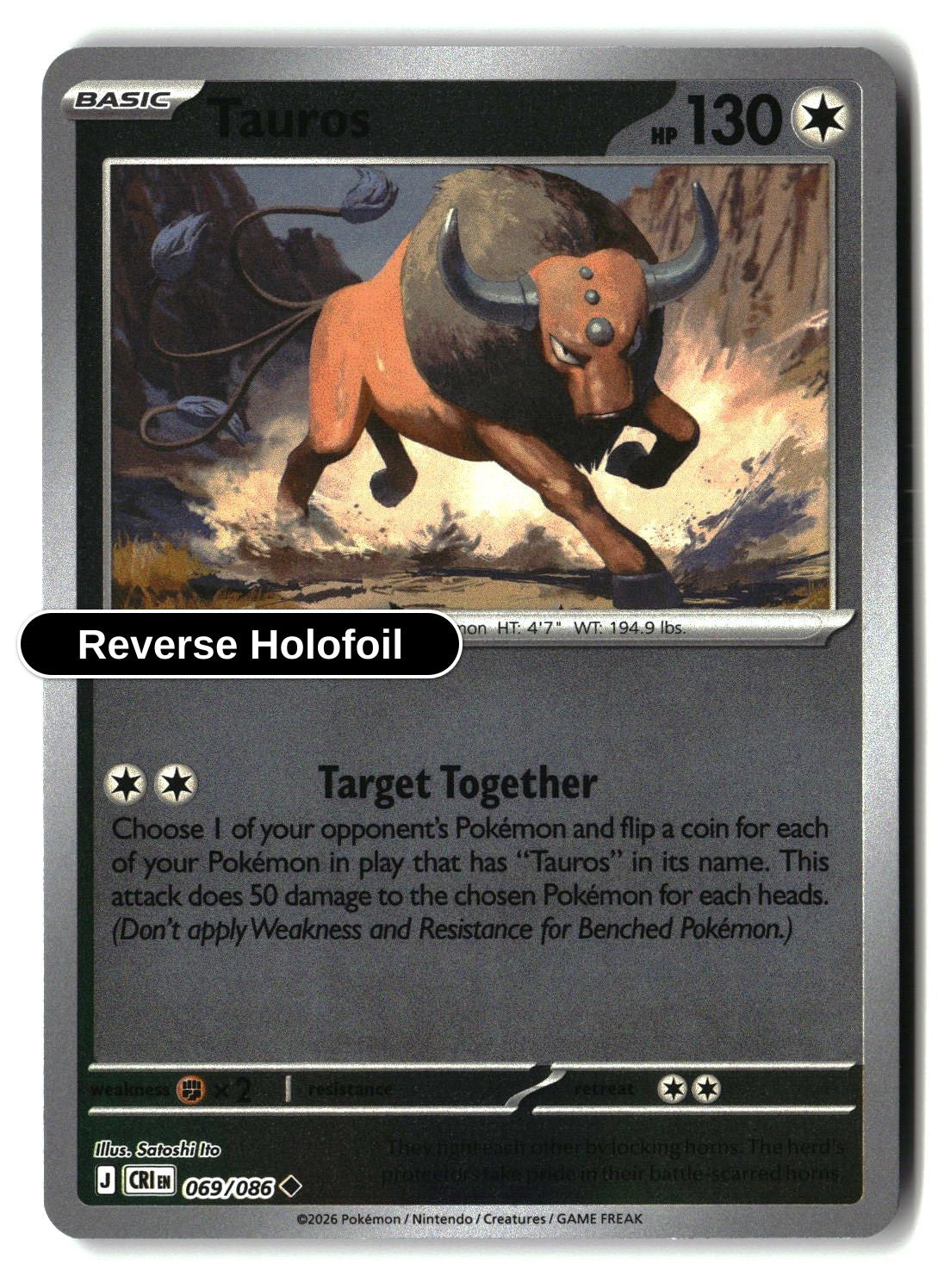 Tauros - 069/086 - [CRI - ME04: Chaos Rising] - Reverse Holofoil
